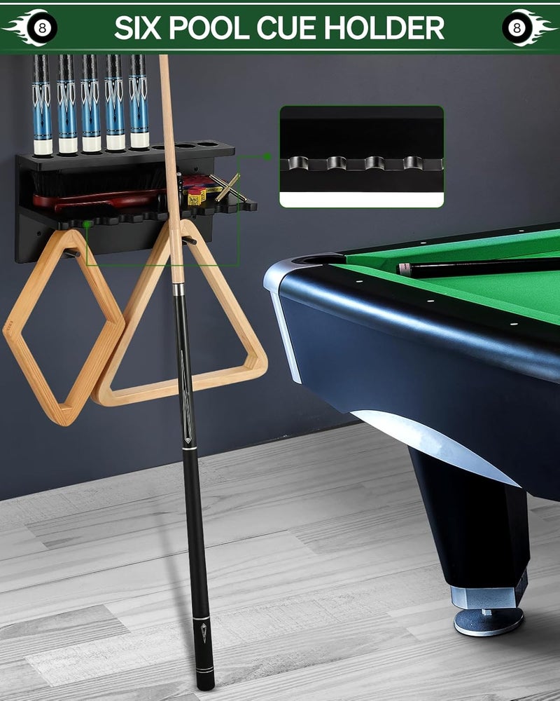 EXTCCT Pool Cue Rack Stick Holder Billiards Pool Cue Rack Hardwood Pool Cue Set Holder for 8 Cues Sticks Storage Pool Table Accessories Equipment Organizer - Image 5